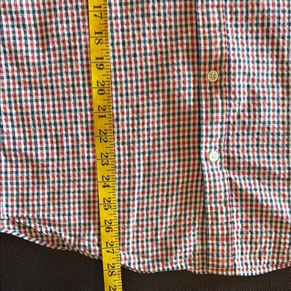 J. Crew Red and Blue Casual Seersucker Button Down Shirt size Medium - Picture 8 of 9